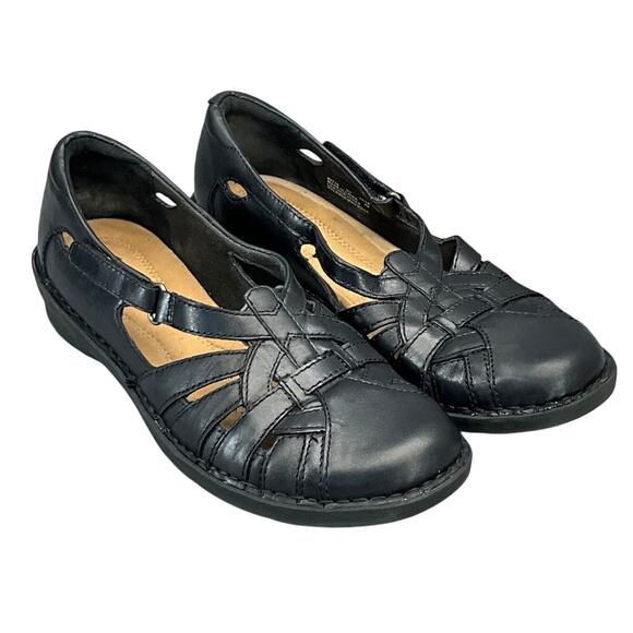 Clarks Cora Dream Bendables Black Leather Comfort Slip On Loafers Women 9N - Picture 1 of 10